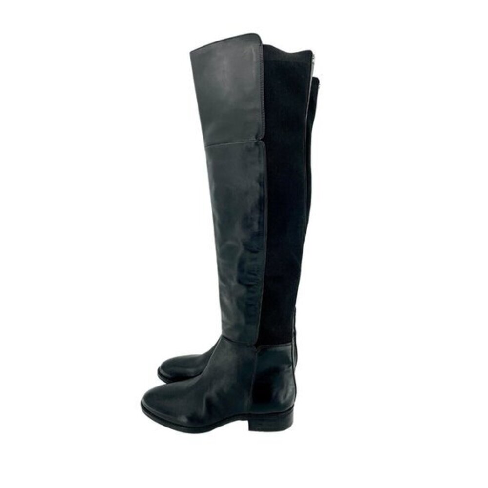 Sam Edelman Pam Black Leather Stretch Back Over the Knee Black Boot 7.5 New
